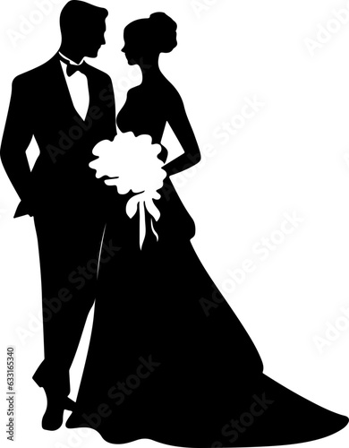 Romantic wedding couple silhouette