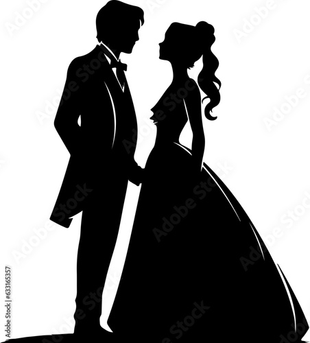 Romantic wedding couple silhouette