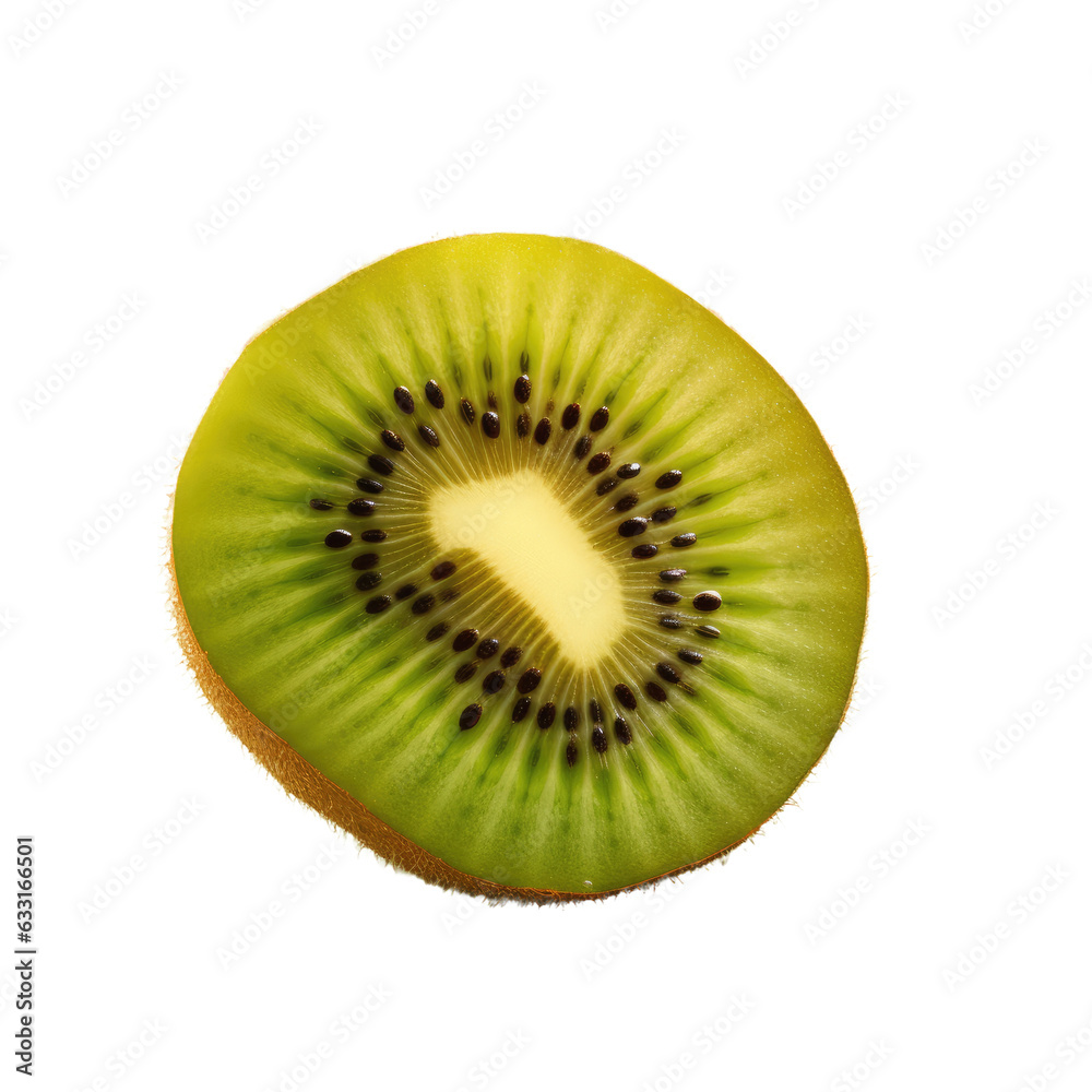 Slice of kiwi fruit on a black surface Slice of kiwi fruit on a black surface
