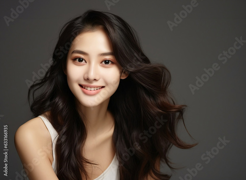 Young and beautiful asian model with long hair. Asian model for commercial use for women product.