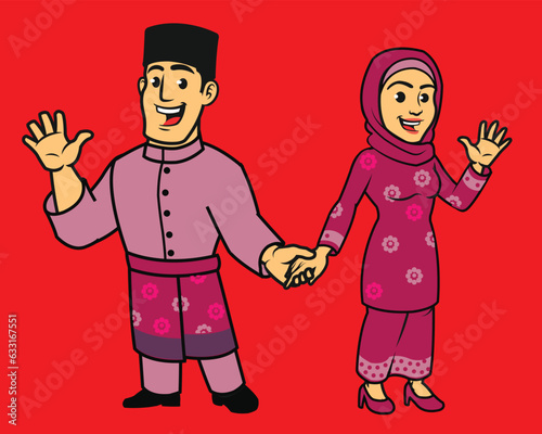 Indonesian Native Riau Malay Sumatra in Traditional Dress