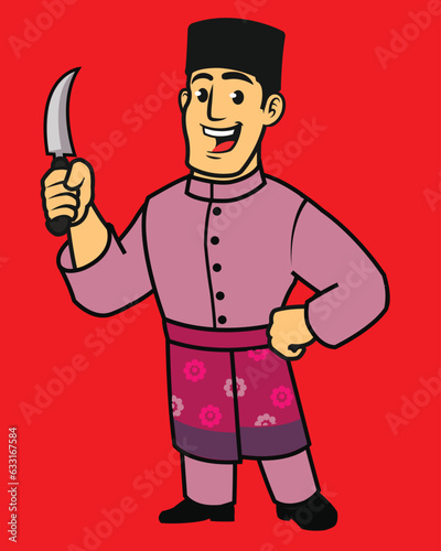 Indonesian Native Riau Malay Sumatra in Traditional Dress