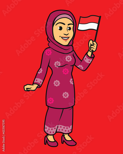 Indonesian Native Riau Malay Sumatra in Traditional Dress