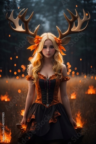 girl in red dress with hair