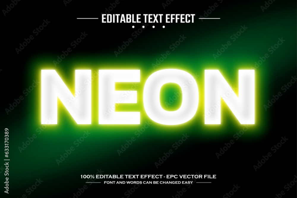 Neon 3D editable text effect template
