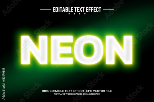 Neon 3D editable text effect template