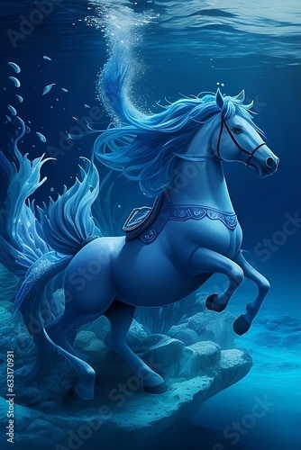 white horse in the blue