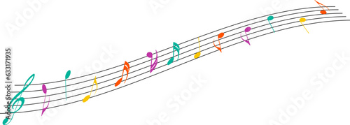 Colorful Music Note isolated on white background. Vector illustration.