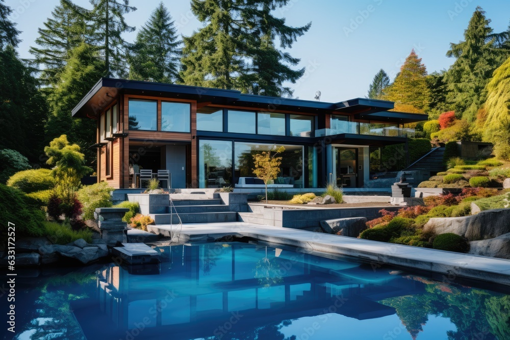 A beautifully organized and vibrant house with stunningly landscaped outdoor areas situated in the suburban region of Vancouver, Canada.