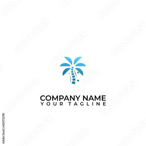 Creative Chiropractic Logo Design. Combination of palm tree and spine.