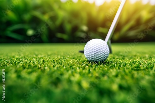 Close-up golf ball on the field, a hobby for retirees.