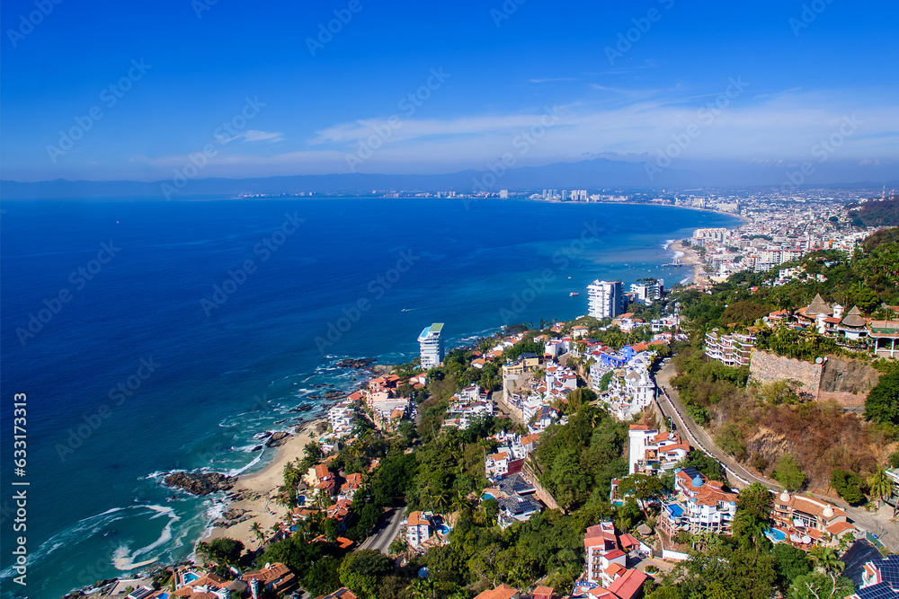 Aerial view from Amapas beach to Puerto Vallarta city