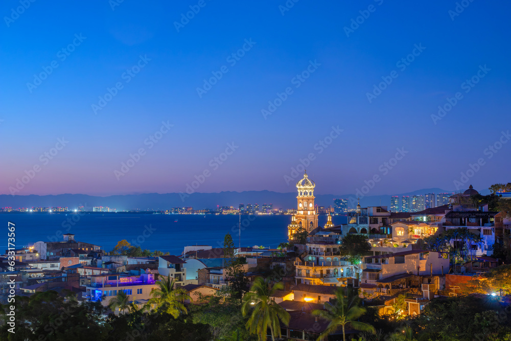 View of Puerto Vallarta city lights at night