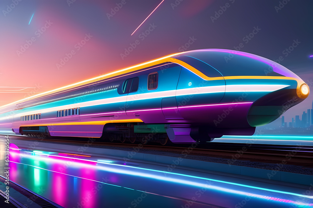 Fototapeta premium 新幹線、未来的な乗り物｜Shinkansen, futuristic vehicle. Generative AI