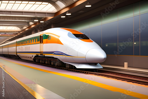 新幹線、未来的な乗り物｜Shinkansen, futuristic vehicle. Generative AI
