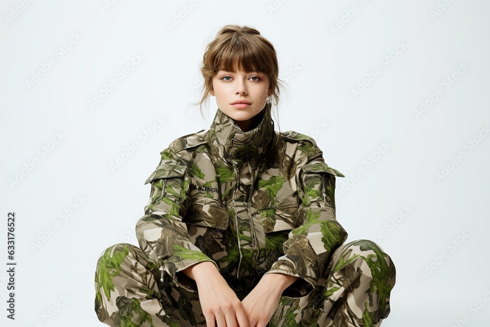 Woman dressed in a camouflage suit AI Generated Woman dressed in a camouflage suit AI Generated