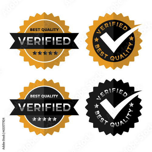 Illustration set of luxury gold verification labels and stamps