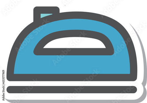 ステッカー風シンプル電化製品の単品アイコン　アイロン