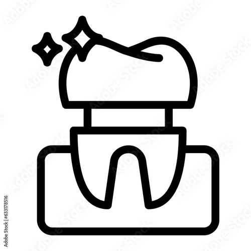 gold teeth line icon