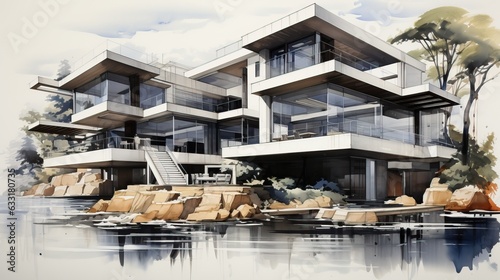 Hand drawn, architecture sk...