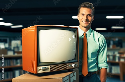 salesman with a retro telev...