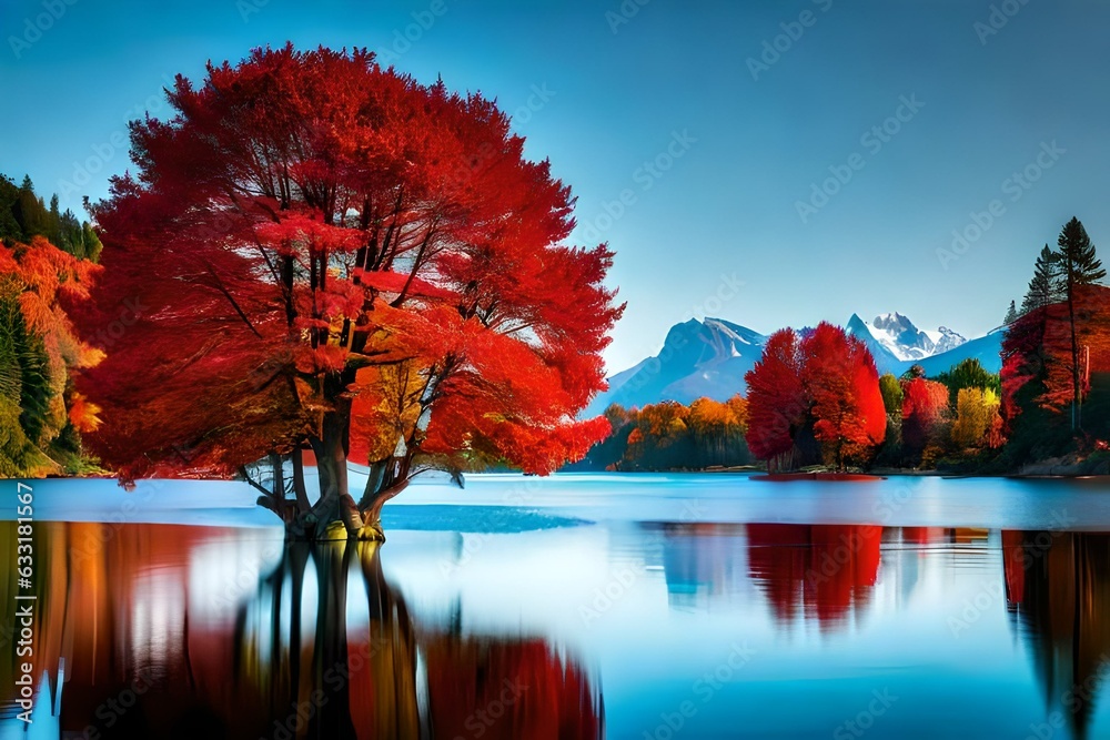 autumn landscape with trees generated by AI tool