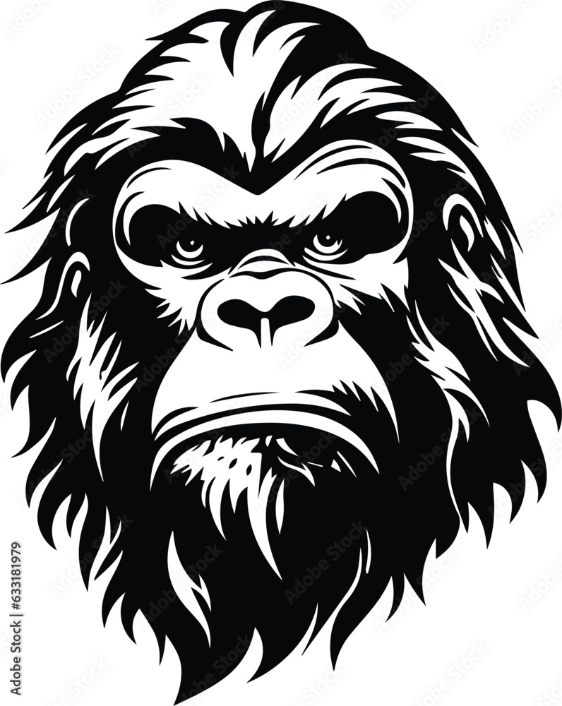 Bigfoot Face Logo Monochrome Design Style