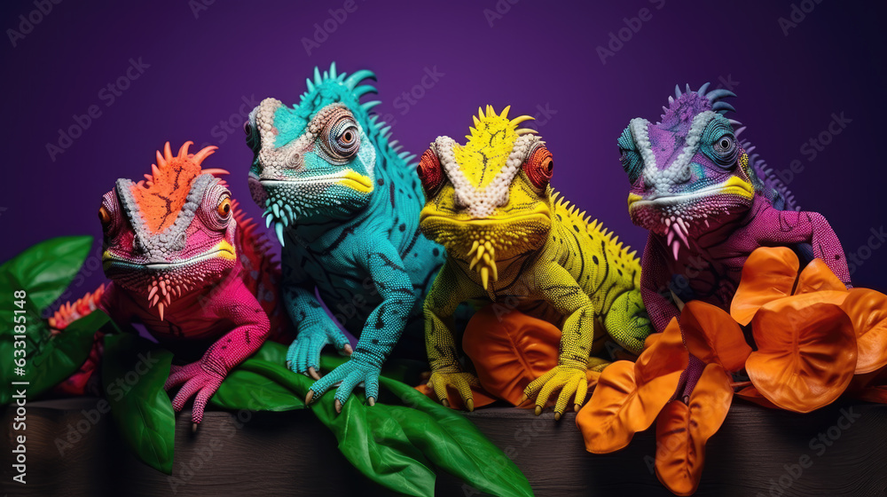 A Group of Funny Iguanas