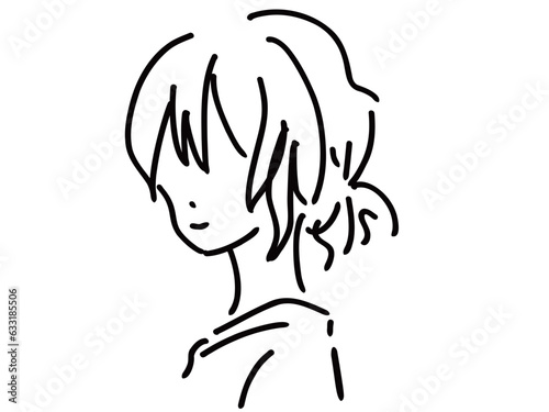 Wallpaper Mural かわいい女性のシンプルな線画／手描きイラスト素材 Torontodigital.ca