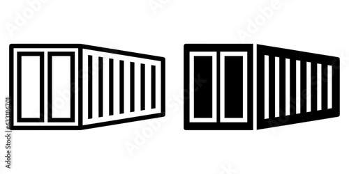 ofvs432 OutlineFilledVectorSign ofvs - cargo container vector icon . logistic concept . isolated transparent . black outline and filled version . AI 10 / EPS 10 / PNG . g11772