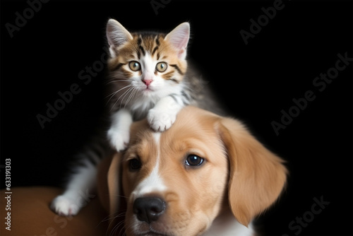 cute kitten on a dog's head © imur