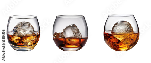 clip art series amber whiskey in a glass with ice transparent background