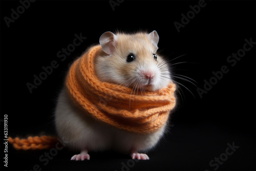 a hamster wearing a winter scarf