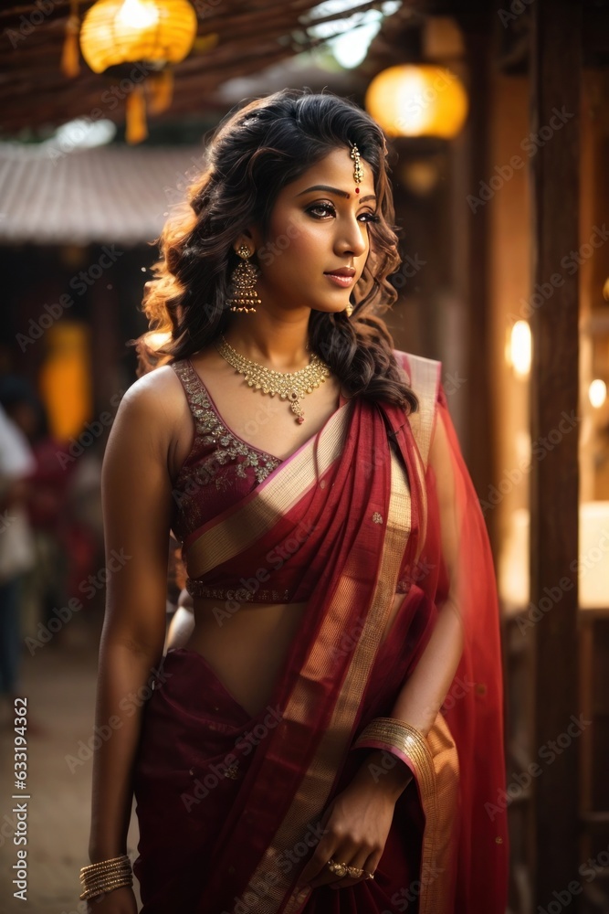 portrait of a beautiful Indian woman in saree