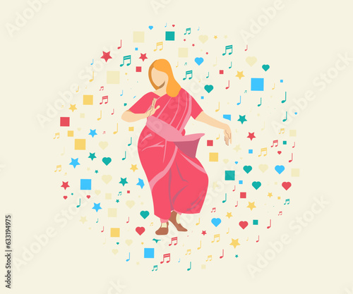 Performing women dance of India flat design illustration suiutable for web graphic design and animation etc.