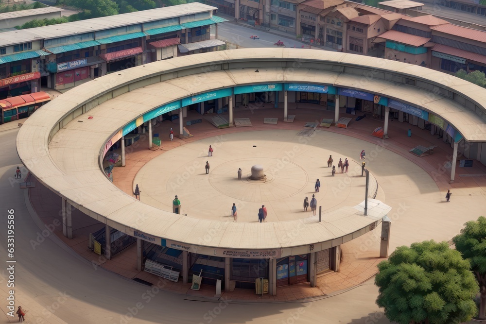 Fototapeta premium aerial view of a bus stand