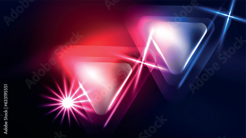 Techno neon triangles with light effects in the dark © antishock