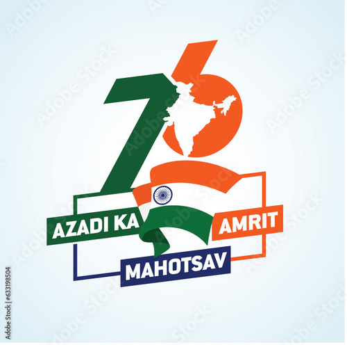 Azadi ka Amrit Mahotsav (Hindi Text Translation: the elixir of inspiration from independence fighters). India Independence day. 76 Years Anniversary. Vector Logo.