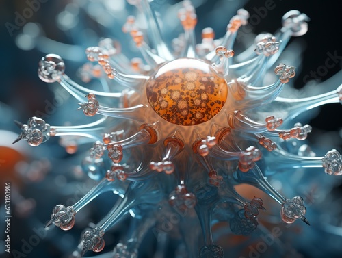Rare star-shaped virus with tentacles. Alien life form never seen before on earth with tentacles and star-like shapes. Medusa, stheno and euryale viruses. photo