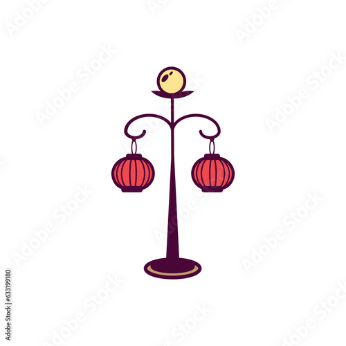 Vector illustration line art lampion or lantern isolated on white background