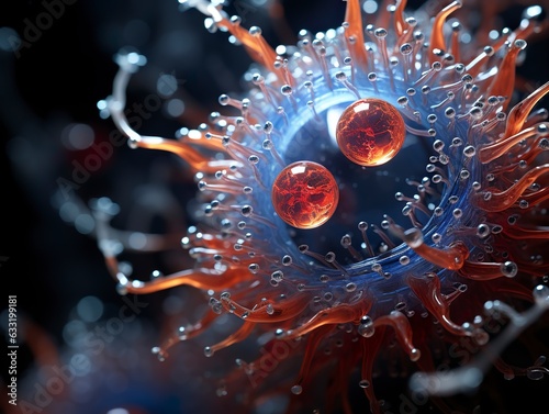 Rare star-shaped virus with tentacles. Alien life form never seen before on earth with tentacles and star-like shapes. Medusa, stheno and euryale viruses. photo