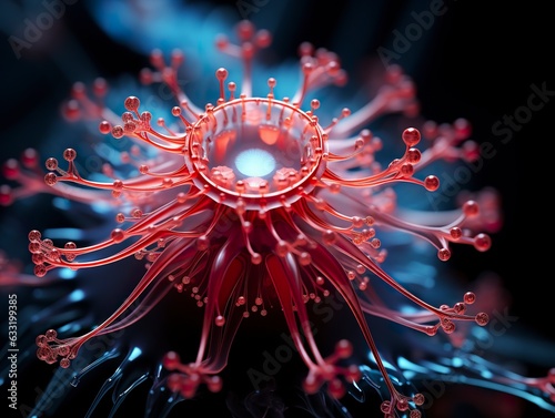 Rare star-shaped virus with tentacles. Alien life form never seen before on earth with tentacles and star-like shapes. Medusa, stheno and euryale viruses. photo