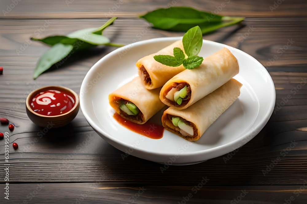 Chinese traditional spring rolls generated by AI tool Chinese traditional spring rolls generated by AI tool