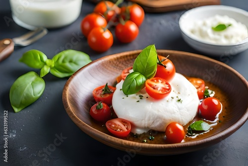 mozzarella with tomato and basil generated by AI tool