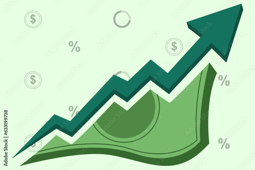 Vector de finanzas, diagrama financiero, aumento de ingresos, concepto financiero sencillo