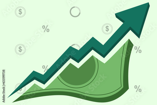 Vector de finanzas, diagrama financiero, aumento de ingresos, concepto financiero sencillo photo