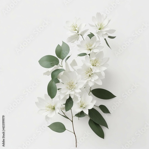 a white flowers and green leaves