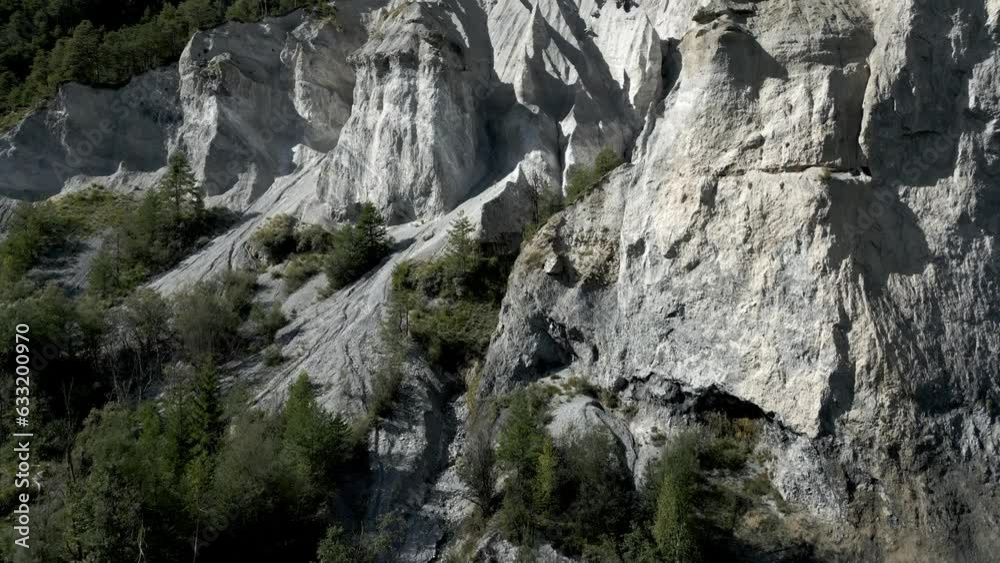 Aerial View Of Cliffs At Ruinaulta, Switzerland. Slow Pedestal Up, Establishing Shot Aerial View Of Cliffs At Ruinaulta, Switzerland. Slow Pedestal Up, Establishing Shot