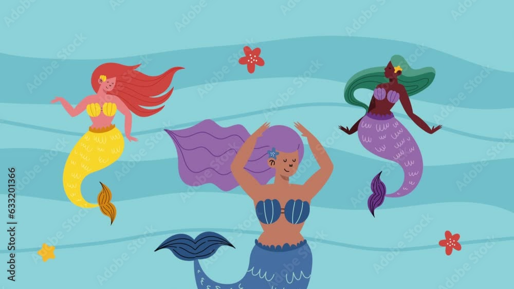 two beautiful fairy tale mermaids interracial animation two beautiful fairy tale mermaids interracial animation