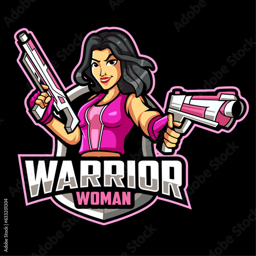 Assassin guns girls e sport mascot logo design vector illustration